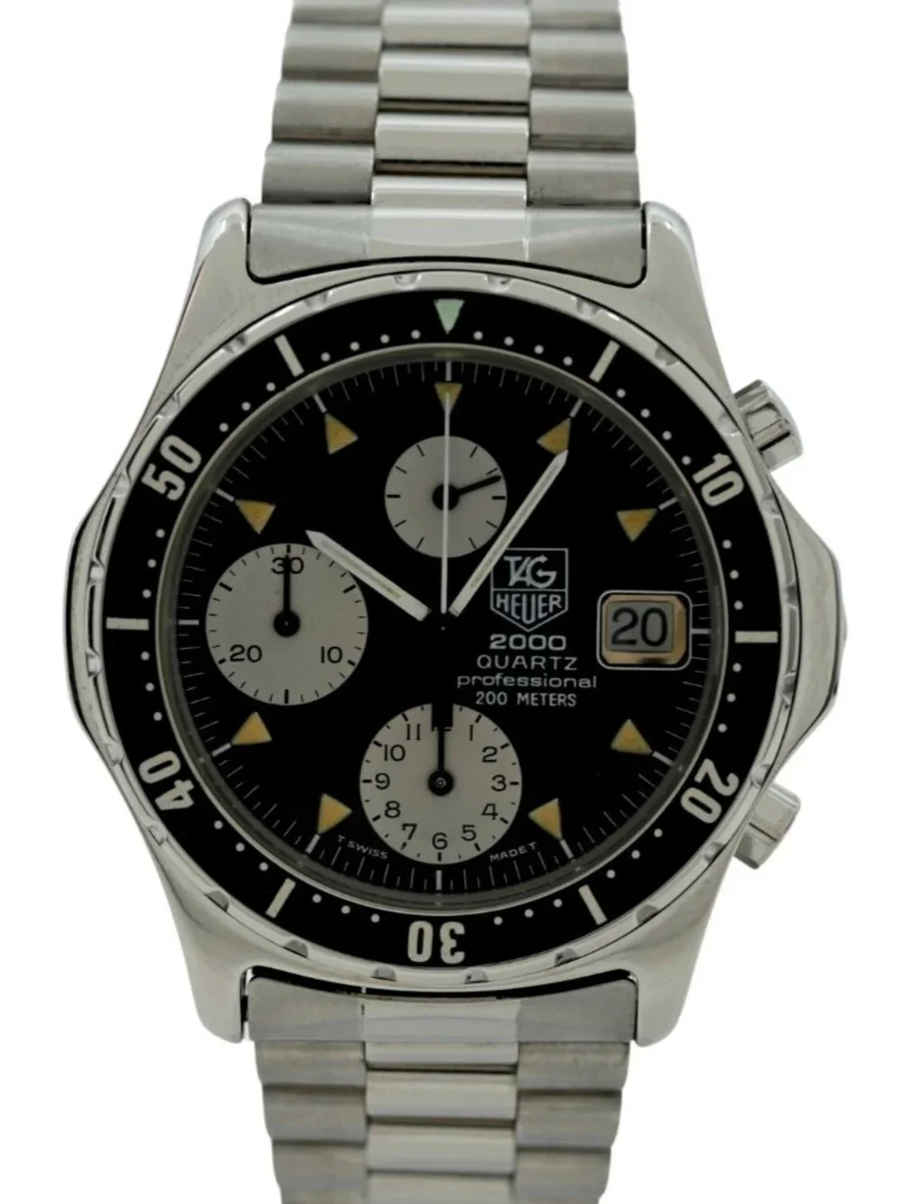 Tag Heuer 37mm Men's 2000 Series Chronograph Black Dial Watch! Ref: 273.206!